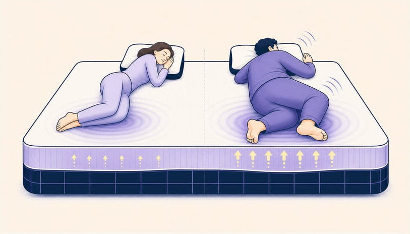 How a Huggah mattress adapts to two people sharing the same bed